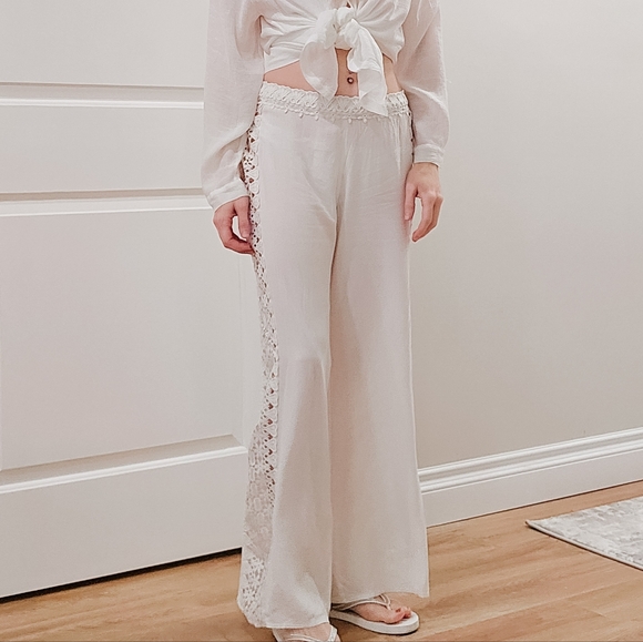 Solitaire Swim Wide Leg Lace Swimsuit Coverup Bottoms - MEDIUM - Great Condition - Picture 6 of 7